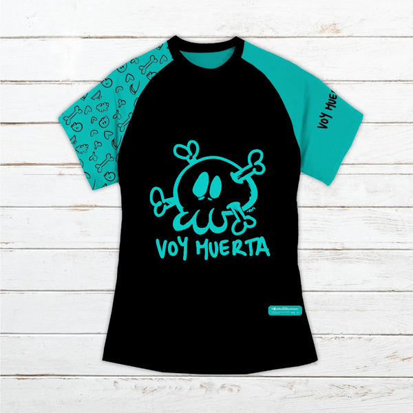 Camiseta técnica hombre turquesa #VoyMuerto by AnaAzpi