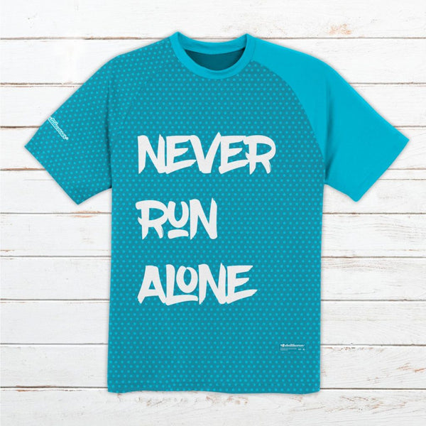 Camiseta técnica hombre #NeverRunAlone azul