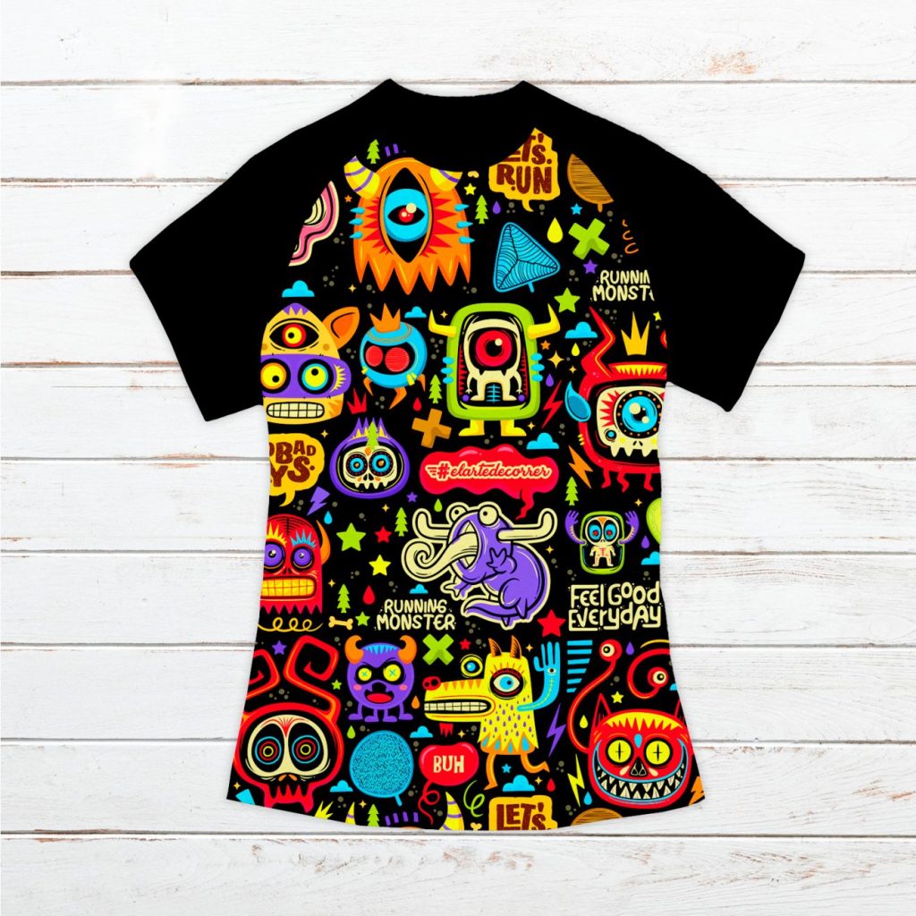 Camiseta técnica mujer #Monstruos amarillo