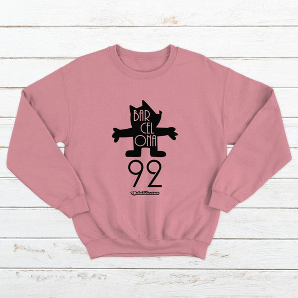 Sudadera unisex basic algodón orgánico Conmemorativa #Bcn92 rosa