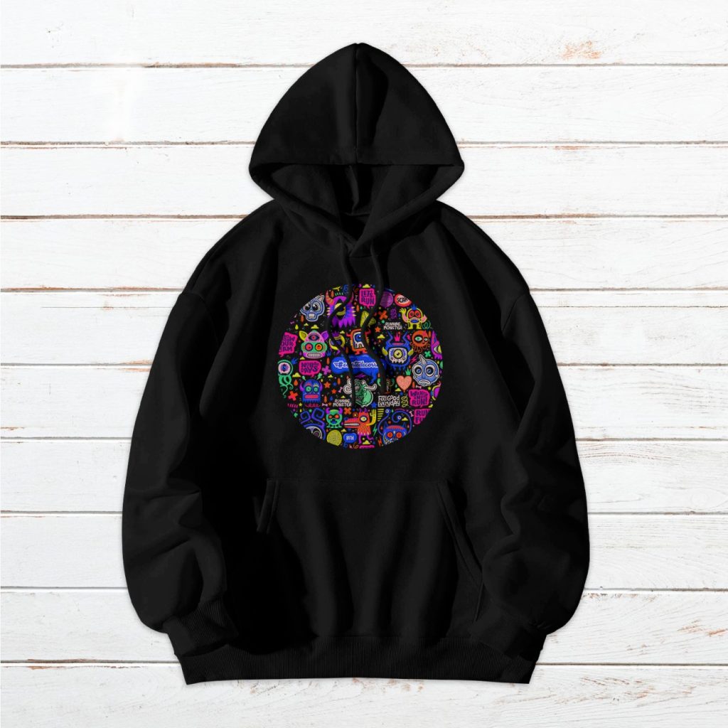 Sudadera unisex con capucha #Monstruos lila