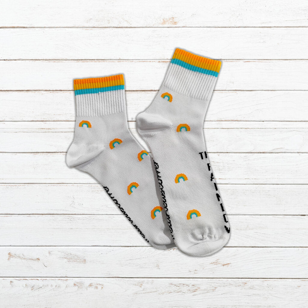 Calcetin técnico running #Rainbow blanco