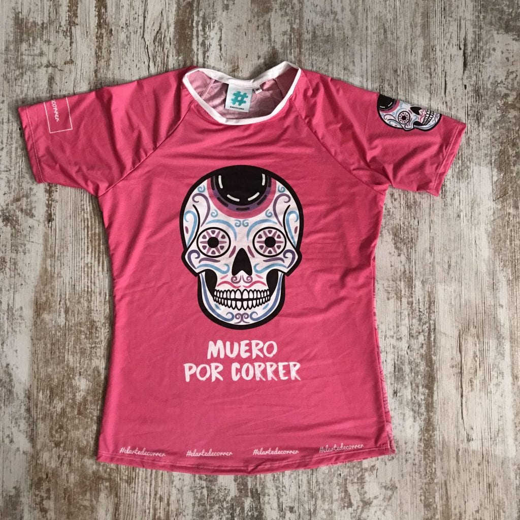 Camiseta técnica mujer #Calaveras Rosa
