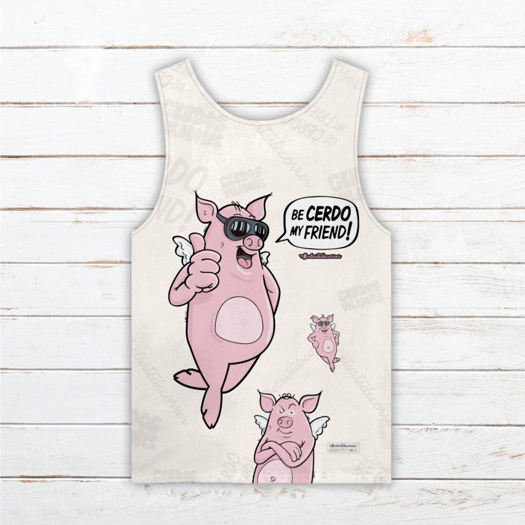 Camiseta tirantes hombre #Cerdos espuma
