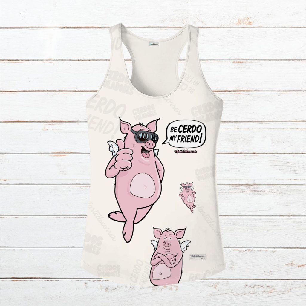 Camiseta tirantes mujer #Cerdos espuma