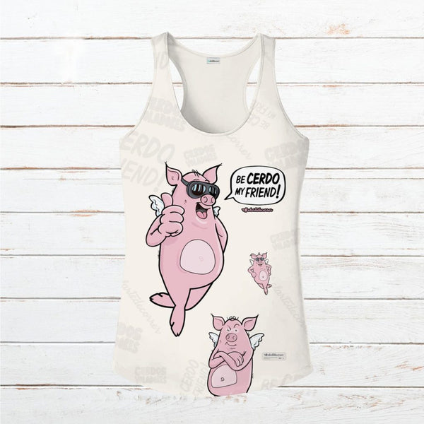 Camiseta tirantes mujer #Cerdos espuma