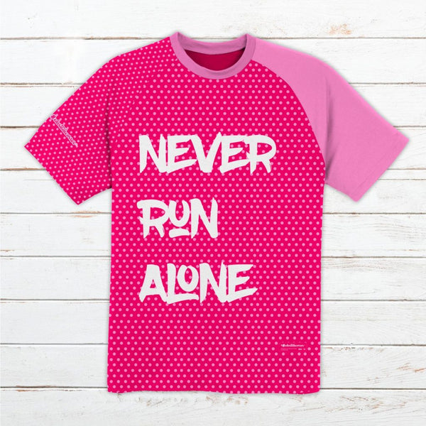 Camiseta técnica hombre #NeverRunAlone rosa