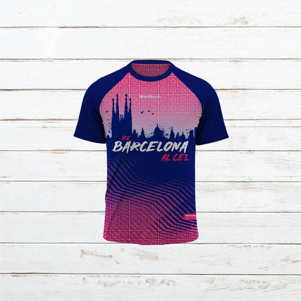 Camiseta técnica mujer #MaratóBarcelona eléctrica