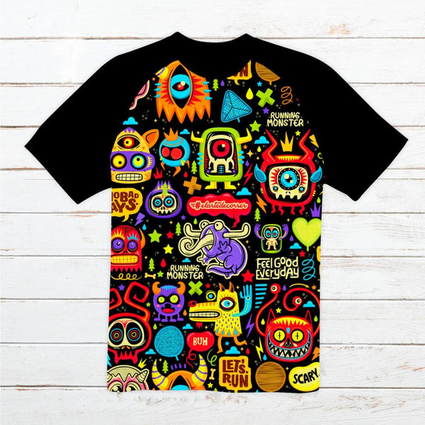 Camiseta técnica hombre #Monstruos amarillo