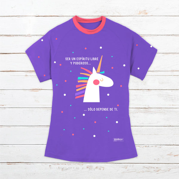Camiseta técnica mujer #Unicornio lila