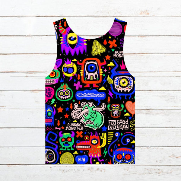 Camiseta tirantes hombre #Monstruos lila