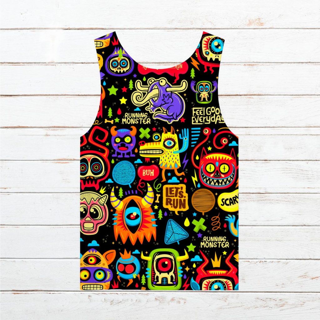 Camiseta tirantes hombre #Monstruos amarilla