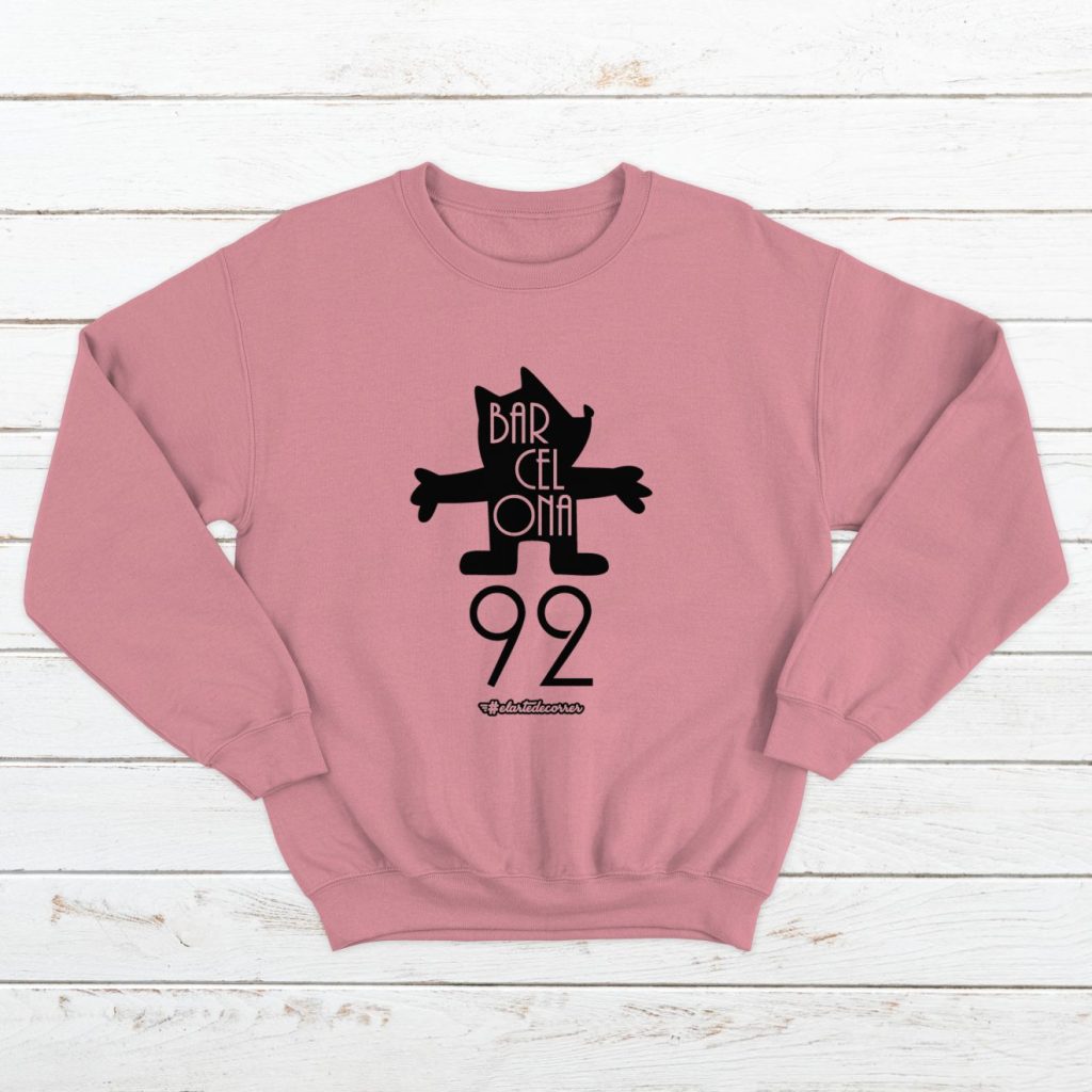 Sudadera unisex basic algodón orgánico Conmemorativa #Bcn92 rosa