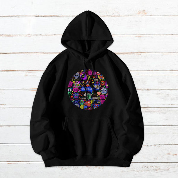 Sudadera unisex con capucha #Monstruos lila
