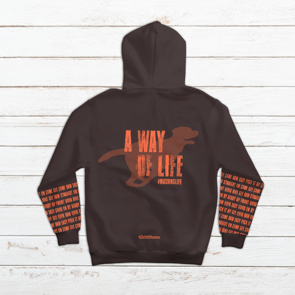 Sudadera unisex con capucha #Mushing naranja