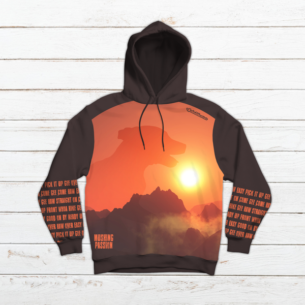 Sudadera unisex con capucha #Mushing naranja
