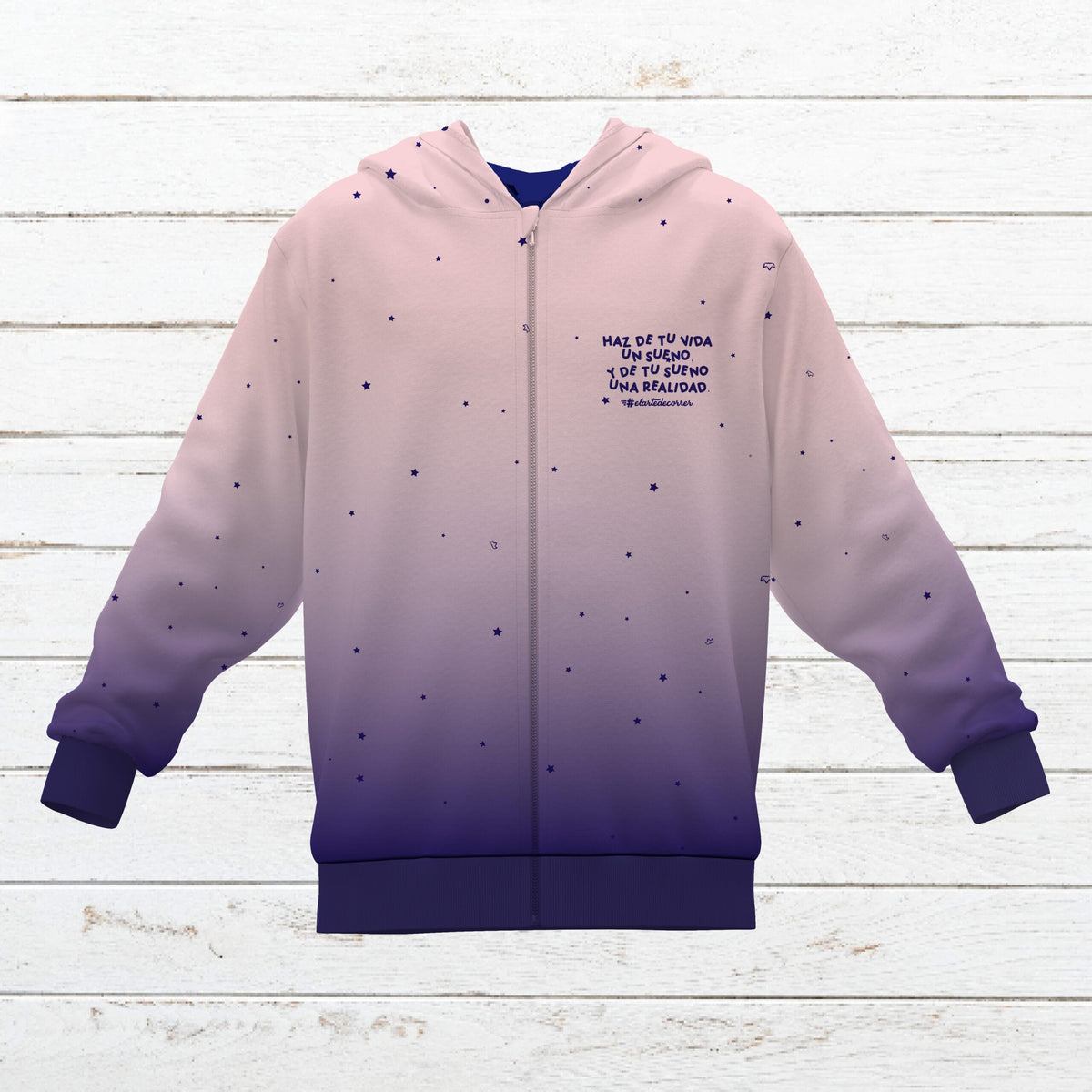 Sudadera unisex abierta con capucha #HazDeTuVidaUnSueño