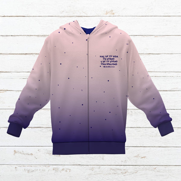 Sudadera unisex abierta con capucha #HazDeTuVidaUnSueño