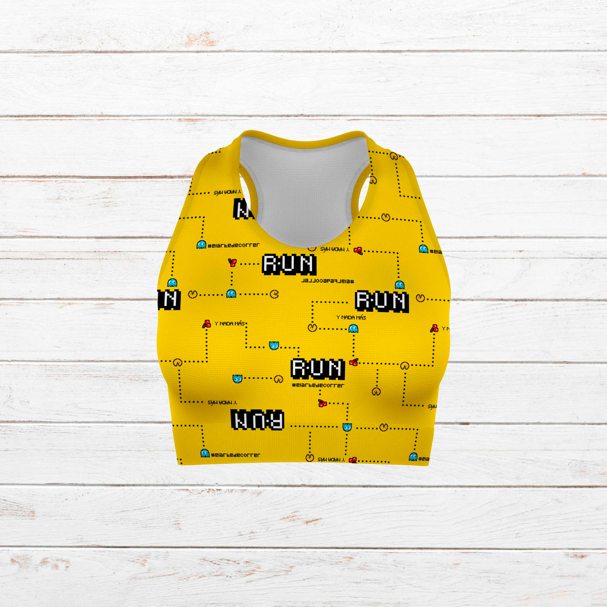 Top camiseta elástica mujer #Comecocos amarillo
