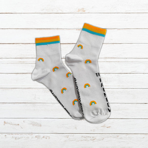 Calcetin técnico running #Rainbow blanco