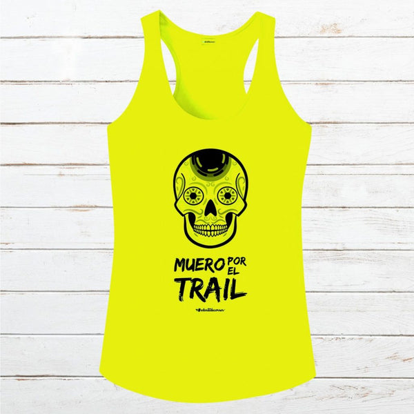 [TRAIL] Camiseta tirantes mujer Calaveras #MueroPorElTrail fluor